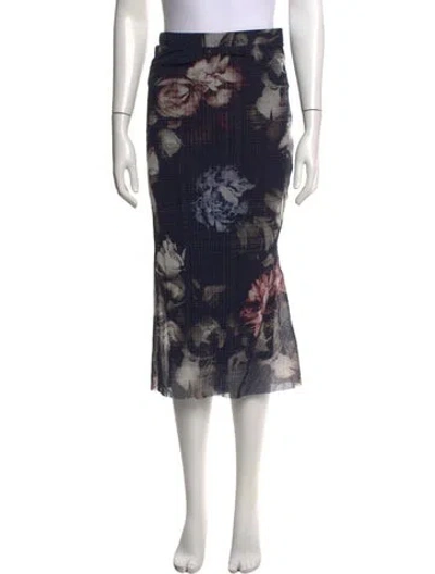 Pre-owned Fuzzi Floral Print Midi Length Skirt In Blue