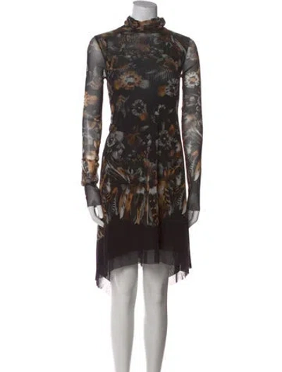 Pre-owned Fuzzi Floral Print Mini Dress In Black