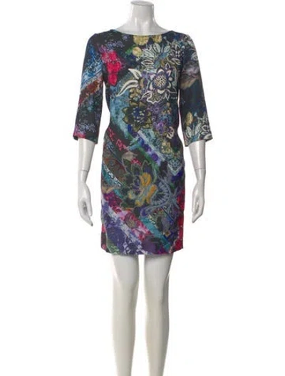 Pre-owned Fuzzi Floral Print Mini Dress In Black