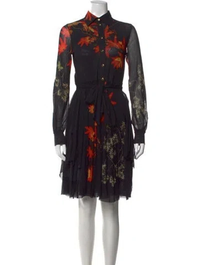 Pre-owned Fuzzi Floral Print Mini Dress In Black