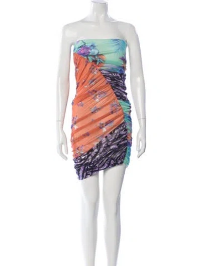 Pre-owned Fuzzi Floral Print Mini Dress In Multi
