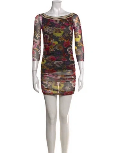 Pre-owned Fuzzi Floral Print Mini Dress In Multi