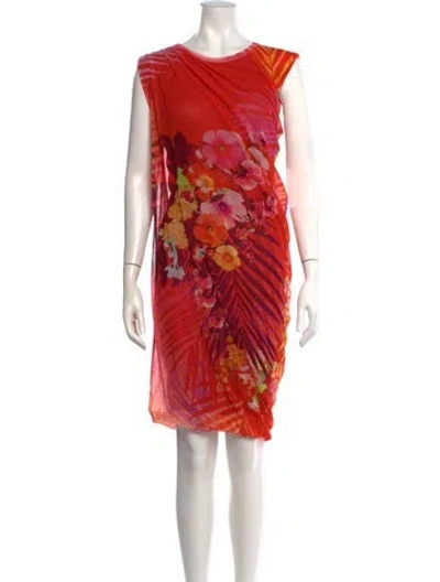 Pre-owned Fuzzi Floral Print Mini Dress In Red