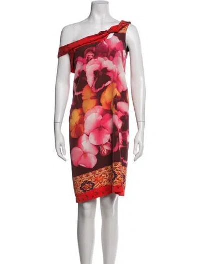 Pre-owned Fuzzi Floral Print Mini Dress In Red