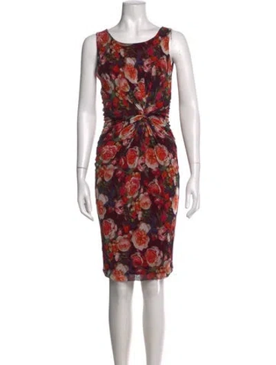 Pre-owned Fuzzi Floral Print Mini Dress In Red