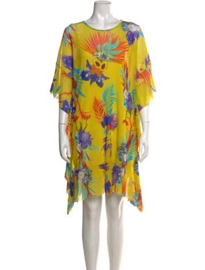 Pre-owned Fuzzi Floral Print Mini Dress In Yellow