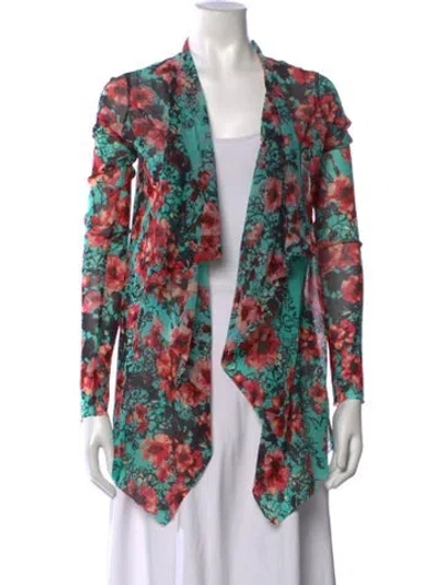 Pre-owned Fuzzi Floral Print Open Front Sweater In Multicolor