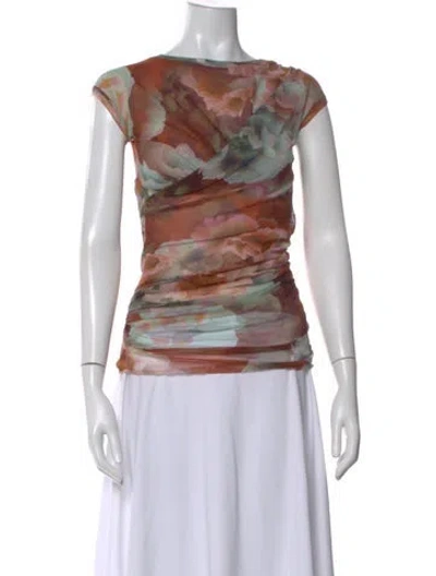 Pre-owned Fuzzi Floral Print Scoop Neck Top In Multi