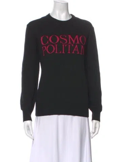 Pre-owned Fuzzi Graphic Print Crew Neck Sweater In Black