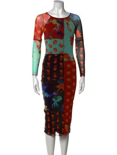 Pre-owned Fuzzi Graphic Print Knee-length Dress In Multicolor