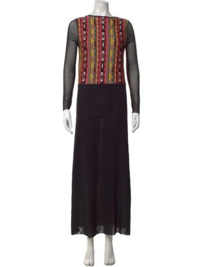 Pre-owned Fuzzi Graphic Print Long Dress In Black
