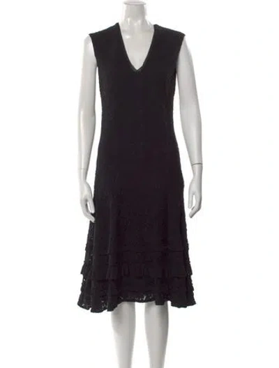 Pre-owned Fuzzi Lace Long Dress In Black