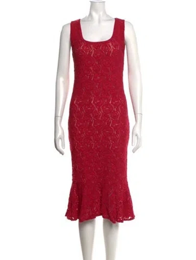 Pre-owned Fuzzi Lace Midi Length Dress In Red