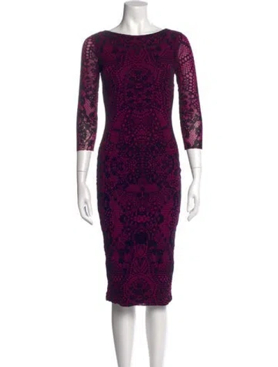 Pre-owned Fuzzi Lace Pattern Knee-length Dress In Purple