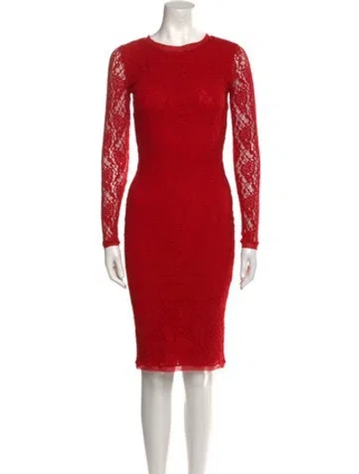 Pre-owned Fuzzi Lace Pattern Knee-length Dress In Red