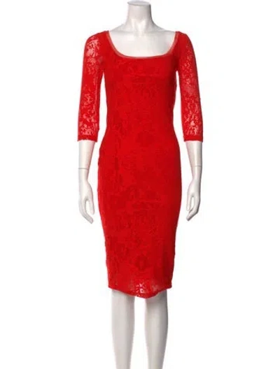 Pre-owned Fuzzi Lace Pattern Knee-length Dress In Red
