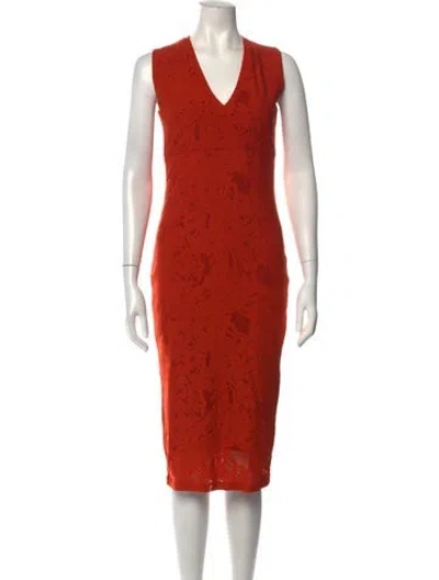 Pre-owned Fuzzi Lace Pattern Knee-length Dress W/ Tags In Orange