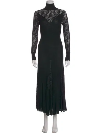 Pre-owned Fuzzi Lace Pattern Long Dress In Black