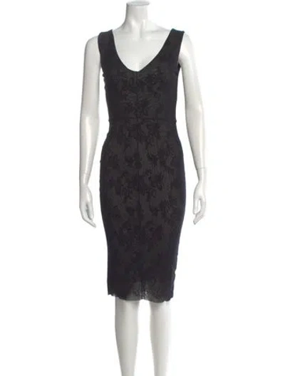 Pre-owned Fuzzi Lace Pattern Midi Length Dress In Black