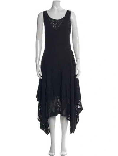 Pre-owned Fuzzi Lace Pattern Midi Length Dress In Black