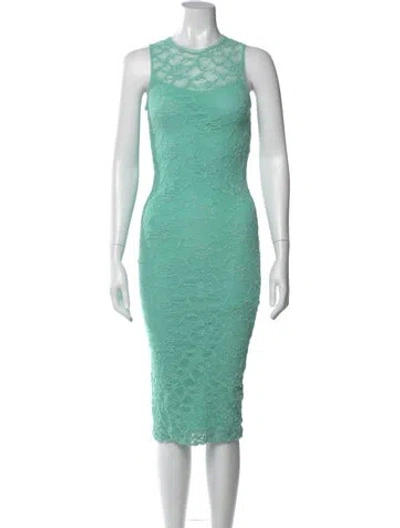 Pre-owned Fuzzi Lace Pattern Midi Length Dress In Green