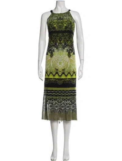 Pre-owned Fuzzi Lace Pattern Midi Length Dress In Green