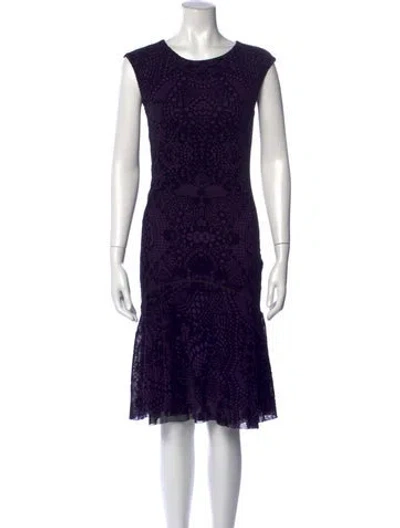 Pre-owned Fuzzi Lace Pattern Midi Length Dress In Purple
