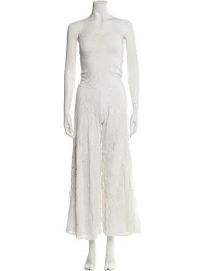 Pre-owned Fuzzi Lace Pattern Strapless Jumpsuit In Neutral