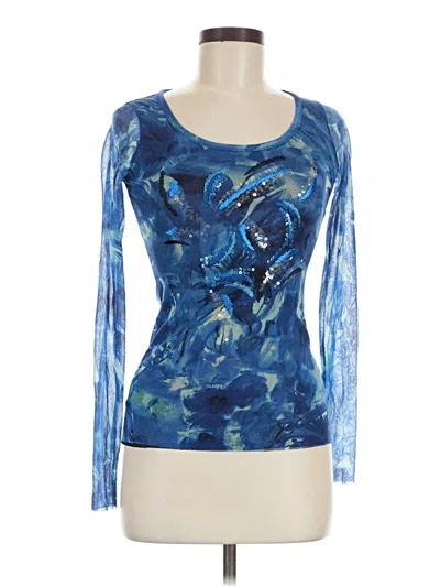 Pre-owned Fuzzi Long Sleeve Top Blue Sweetheart Neckline Tops