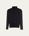 Fuzzi Long-sleeve Turtleneck Tulle Blouse In Nero