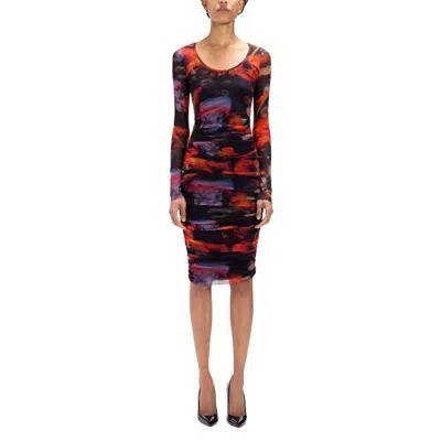 Fuzzi Longsleeve Dress In Rubino 343 In Black