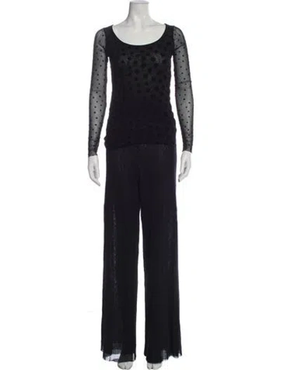 Pre-owned Fuzzi Mesh Accents Pant Set In Black