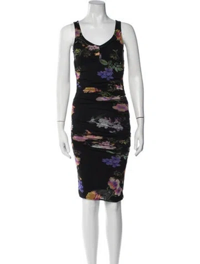 Pre-owned Fuzzi Mesh Knee-length Dress In Black