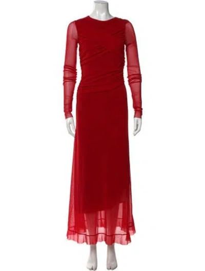 Pre-owned Fuzzi Mesh Long Dress In Red