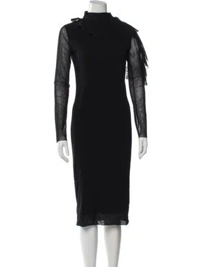 Pre-owned Fuzzi Mock Neck Knee-length Dress In Blue