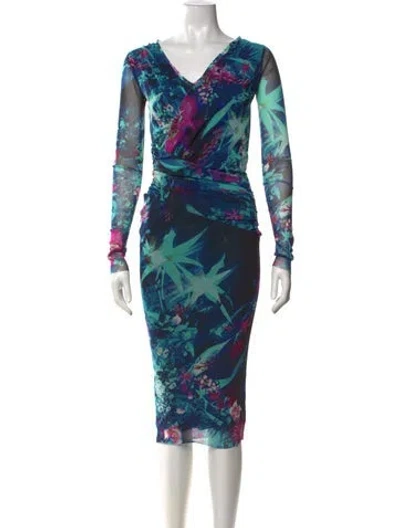 Pre-owned Fuzzi Nylon Knee-length Dress In Black/blue