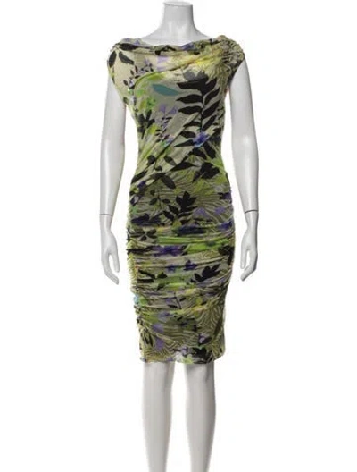 Pre-owned Fuzzi Nylon Knee-length Dress In Green