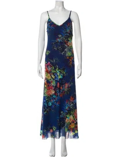 Pre-owned Fuzzi Nylon Long Dress In Blue