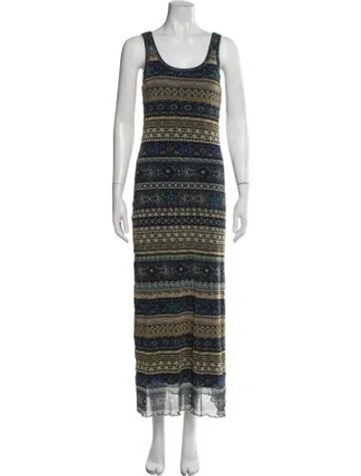 Pre-owned Fuzzi Nylon Long Dress In Blue