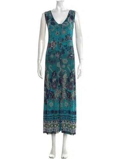 Pre-owned Fuzzi Nylon Long Dress In Blue