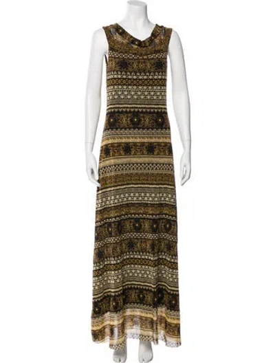 Pre-owned Fuzzi Nylon Long Dress In Brown
