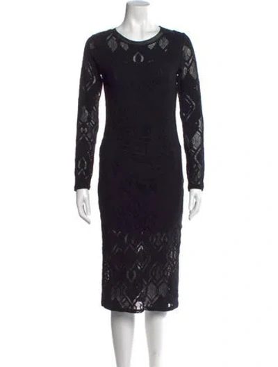 Pre-owned Fuzzi Nylon Midi Length Dress In Black