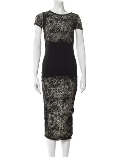 Pre-owned Fuzzi Nylon Midi Length Dress In Black