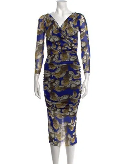 Pre-owned Fuzzi Nylon Midi Length Dress In Blue