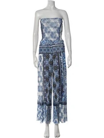 Pre-owned Fuzzi Nylon Patterned Jumpsuit In Blue