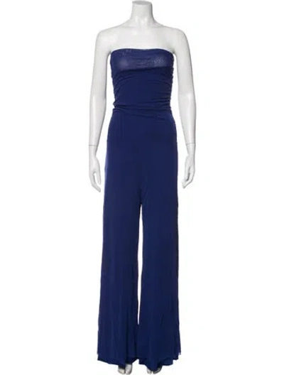 Pre-owned Fuzzi Nylon Strapless Jumpsuit In Blue