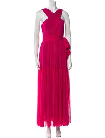 Pre-owned Fuzzi One-shoulder Long Dress In Pink