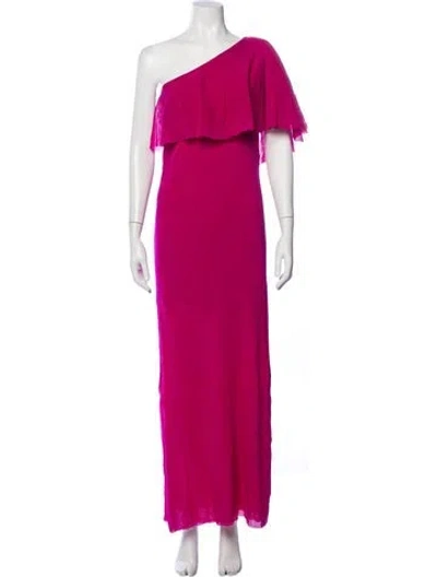 Pre-owned Fuzzi One-shoulder Long Dress In Pink