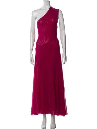 Pre-owned Fuzzi One-shoulder Long Dress In Pink