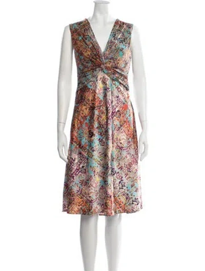 Pre-owned Fuzzi Paisley Print Knee-length Dress In Blue